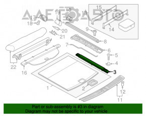 Capota portbagajului stânga Porsche Cayenne 958 11-14, neagră, nu sunt incluse cleme.