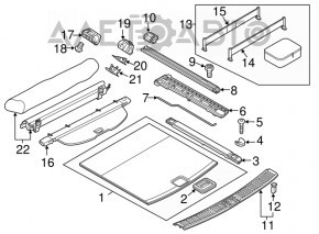 Capacul portbagajului dreapta Porsche Cayenne 958 11-14 negru.