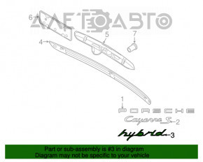 Emblema spate cu inscripția "hibrid" Porsche Cayenne 958 11-14 roșie