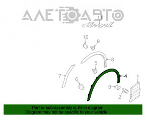 Capacul aripii din față dreapta Porsche Cayenne 958 11-17, lată.