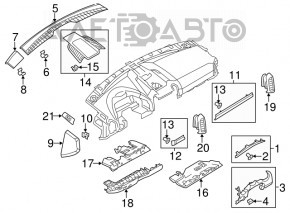 Capacul genunchiului pasagerului inferior Porsche Cayenne 958 11-17 negru.