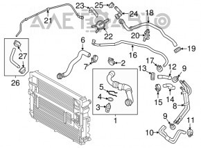 Furtunul de răcire superior al radiatoarelor Porsche Cayenne 958 11-17 4.8 Turbo