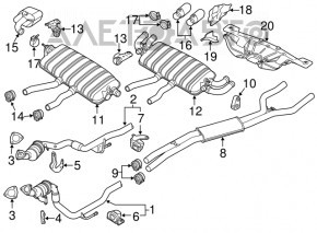 Silencer spate bara Porsche Cayenne 958 11-17 3.6 cu 2 tevi.