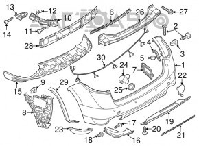 Suportul pentru bara spate stânga sus Porsche Cayenne 958 11-14, nou, original OEM.