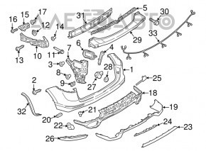 Amplificatorul de bara spate inferioara pentru Porsche Cayenne 958 11-14