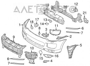 Distanțiere amplificator bara față stânga Porsche Cayenne 958 11-14 nou original OEM