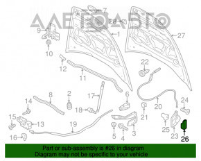 Manerul de deschidere a capotei Porsche Cayenne 958 11-14 negru