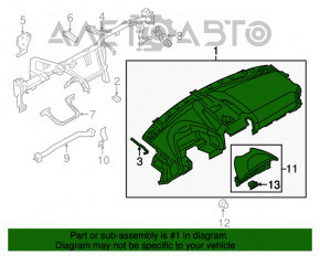 Panoul frontal al torpedo-ului fără AIRBAG pentru Porsche Cayenne 958 11-14, piele neagră.