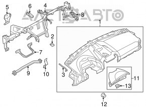 Panoul frontal al torpedo-ului fără AIRBAG pentru Porsche Cayenne 958 11-14, piele neagră.