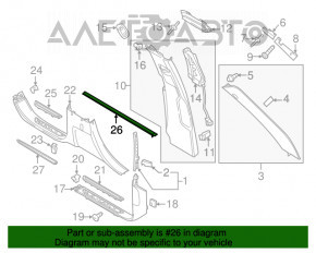 Capacul de prag frontal stânga Porsche Cayenne 958 11-17 structură