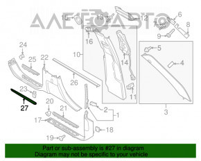 Capacul de prag spate stânga pentru Porsche Cayenne 958 11-17, structură.