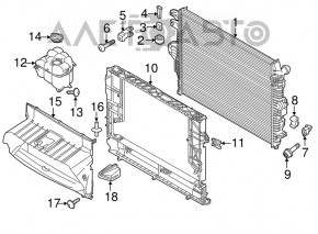 Deflectorul radiatorului pentru Porsche Cayenne 958 11-17 4.8 Turbo