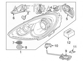 Кронштейн фары левый Porsche Cayenne 958 11-14 защелка OEM