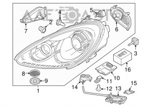 Кронштейн фары левый Porsche Cayenne 958 11-14 OEM