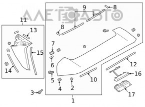 Capacul spoilerului ușii portbagajului stânga Subaru Outback 20-