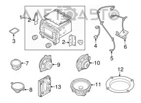 Radio cu casetofon Hyundai Sonata 15-17 SUA cu afișaj mediu