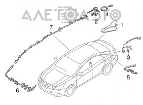 Антенна Hyundai Sonata 15-17 плавник, 2 провода