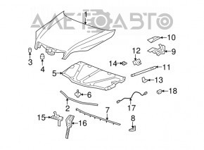 Bara de capota stanga pentru Chevrolet Cruze 11-15 pe bara superioara.