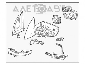Зеркало боковое левое Nissan Rogue Sport 17-19 поворотник
