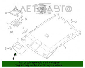 Suportul de prindere a parasolarului pentru șofer Nissan Leaf 18- gri.