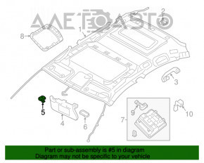 Suportul de prindere a parasolarului pentru șofer Infiniti QX50 19- gri.