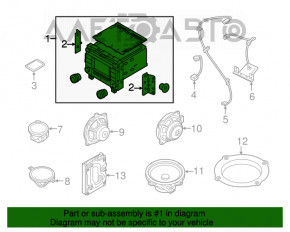 Radio cu casetofon Hyundai Sonata 15-17 cu ecran mare tactil.