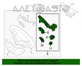 Butoanele de control de pe volanul Hyundai Santa FE Sport 13-16 sunt rupte, trebuie reparate.