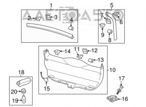 Capacul portbagajului Porsche Panamera 14-16 negru, sub duza de spălare