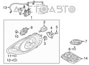 Крепление фары левое Porsche Panamera 14-16 под LED