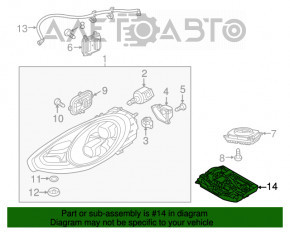 Suport far dreapta pentru Porsche Panamera 14-16 cu LED-uri