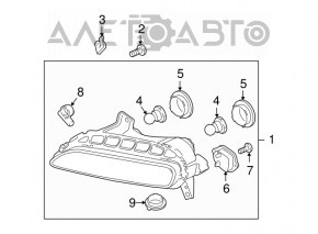 Ходовые огни DRL левые Porsche Panamera 14-16 GTS в сборе, песок