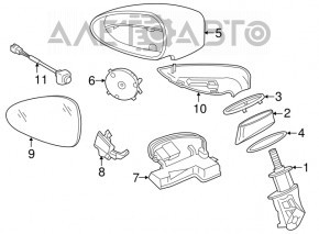 Зеркало боковое левое Porsche Panamera 14-16 пины 14+2, серебро, автозатемнение, подсветка, BSM