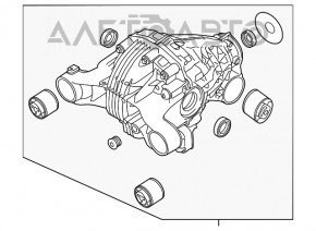 Diferențialul spate reductor Porsche Panamera 10-16 AWD 64k are 2 silentblocuri rupte și 1 silentbloc crăpat.