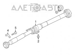 Arborele cardanic lung pentru Porsche Panamera 10-16 AWD are mufa si suportul crapate.