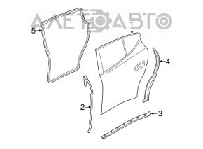 Garnitura portiera stanga spate Porsche Panamera 14-16 nou original OEM