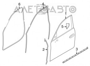 Уплотнитель двери передней левой Porsche Panamera 10-16 OEM