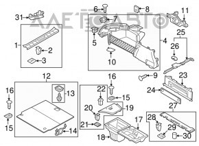 Capacul interior al portbagajului Porsche Panamera 10-16, negru.