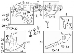 Capacul superioare al amortizorului frontal stânga Porsche Panamera 10-16, alcantara neagră