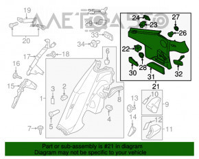 Capac spate stânga Porsche Panamera 14-16 piele neagră sub raft, zgârieturi