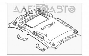 Acoperirea tavanului pentru Porsche Panamera 10-16 cu trapa, alcantara neagra.