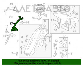 Suportul de fixare a capacului de protecție a barei spate dreapta inferioară Porsche Panamera 10-16 sus