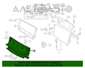 Deflectorul radiatorului de jos pentru Porsche Panamera 14-16 4.8 fără radar