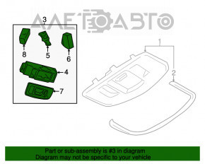 Plafonul de iluminare din spate dreapta pentru Porsche Panamera 10-16, negru.