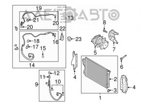 Radiatorul condensatorului de aer condiționat Kia Optima 11-15 hibrid