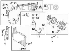 Radiatorul condensatorului de aer condiționat Kia Optima 16-