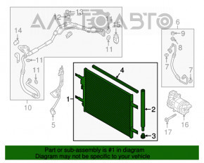 Radiatorul condensatorului de aer condiționat Kia Niro 17-22 HEV, PHEV