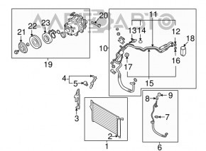 Radiatorul condensatorului de aer condiționat Kia Sorento 10-15 2.4, 3.3 HCC nou OEM original