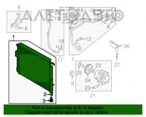 Radiatorul condensatorului de aer condiționat Hyundai Santa FE 19-20 2.4 nou OEM KOR