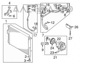 Radiatorul condensatorului de aer condiționat Hyundai Santa FE 19-20 2.4 nou OEM KOR