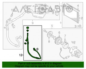 Tubul de aer condiționat condensator-compresor Kia Forte 4d 14-18 1.8, 2.0